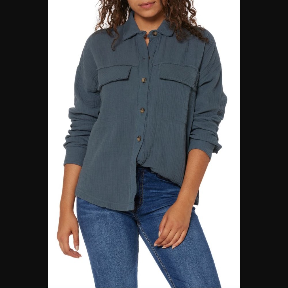 List Gauze Button-Up Shirt